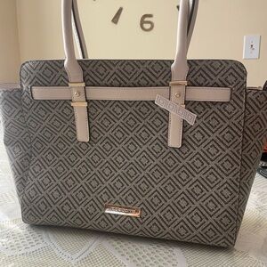 Liz Claiborne Brown and Cream Tote Bag